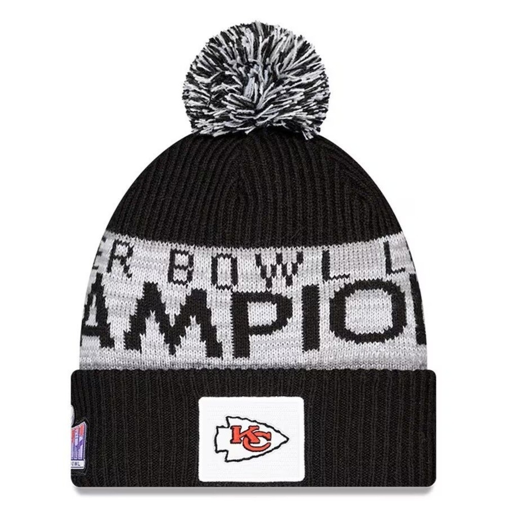 New Era Kansas City Chiefs Super Bowl LVIII Champions Knit Beanie Pom Hat NWT